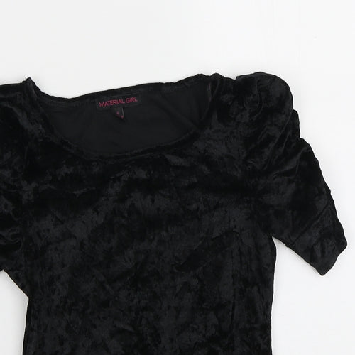MaterialGirl Womens Black Polyamide Bodysuit One-Piece Size S Snap