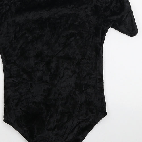 MaterialGirl Womens Black Polyamide Bodysuit One-Piece Size S Snap
