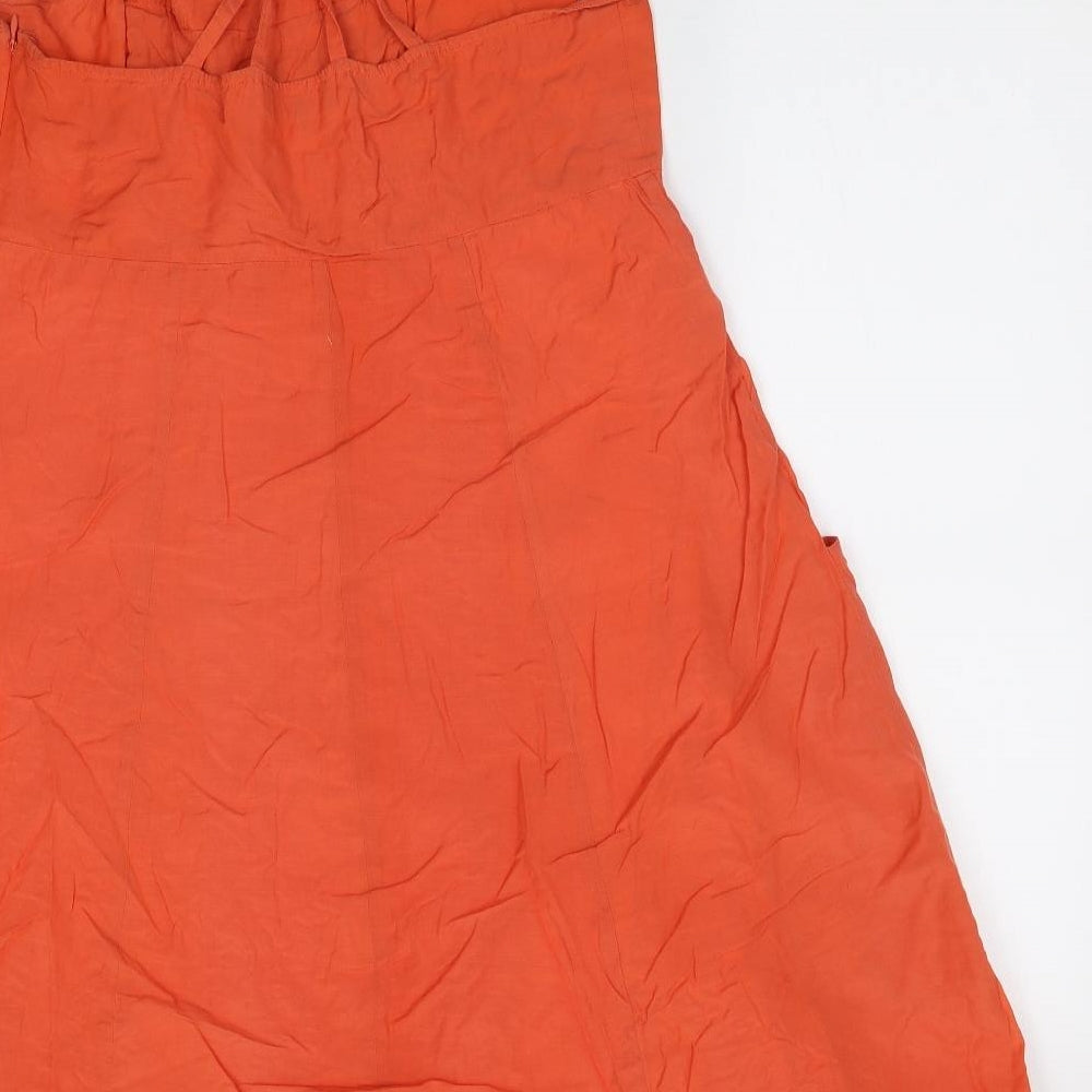 NEXT Womens Orange Viscose A-Line Size 14 Round Neck Zip