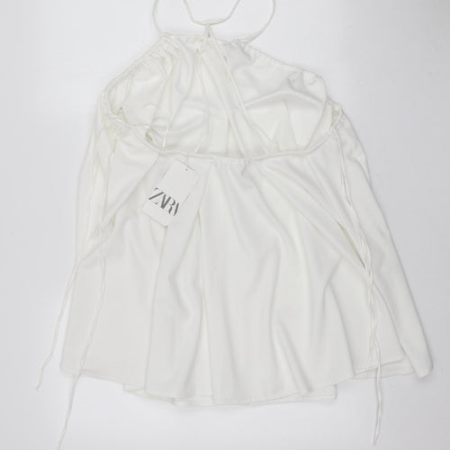 Zara Womens White Polyester Tank Dress Size S Halter Pullover
