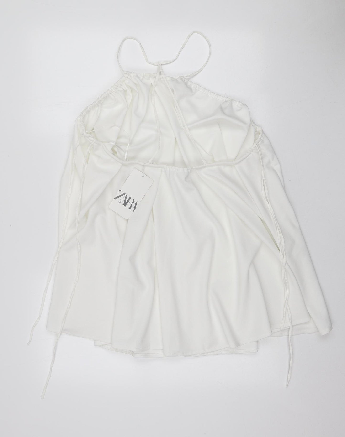 Zara Womens White Polyester Tank Dress Size S Halter Pullover