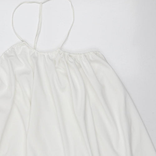 Zara Womens White Polyester Tank Dress Size S Halter Pullover