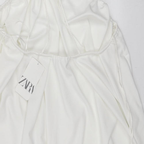 Zara Womens White Polyester Tank Dress Size S Halter Pullover