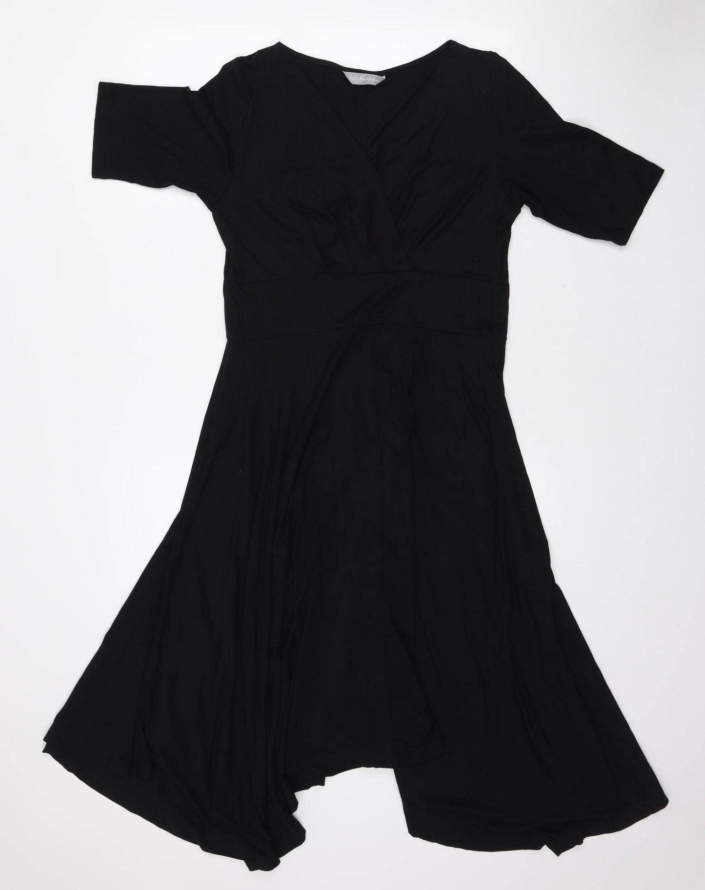 Marks and Spencer Womens Black Viscose Fit & Flare Size 14 V-Neck Pullover