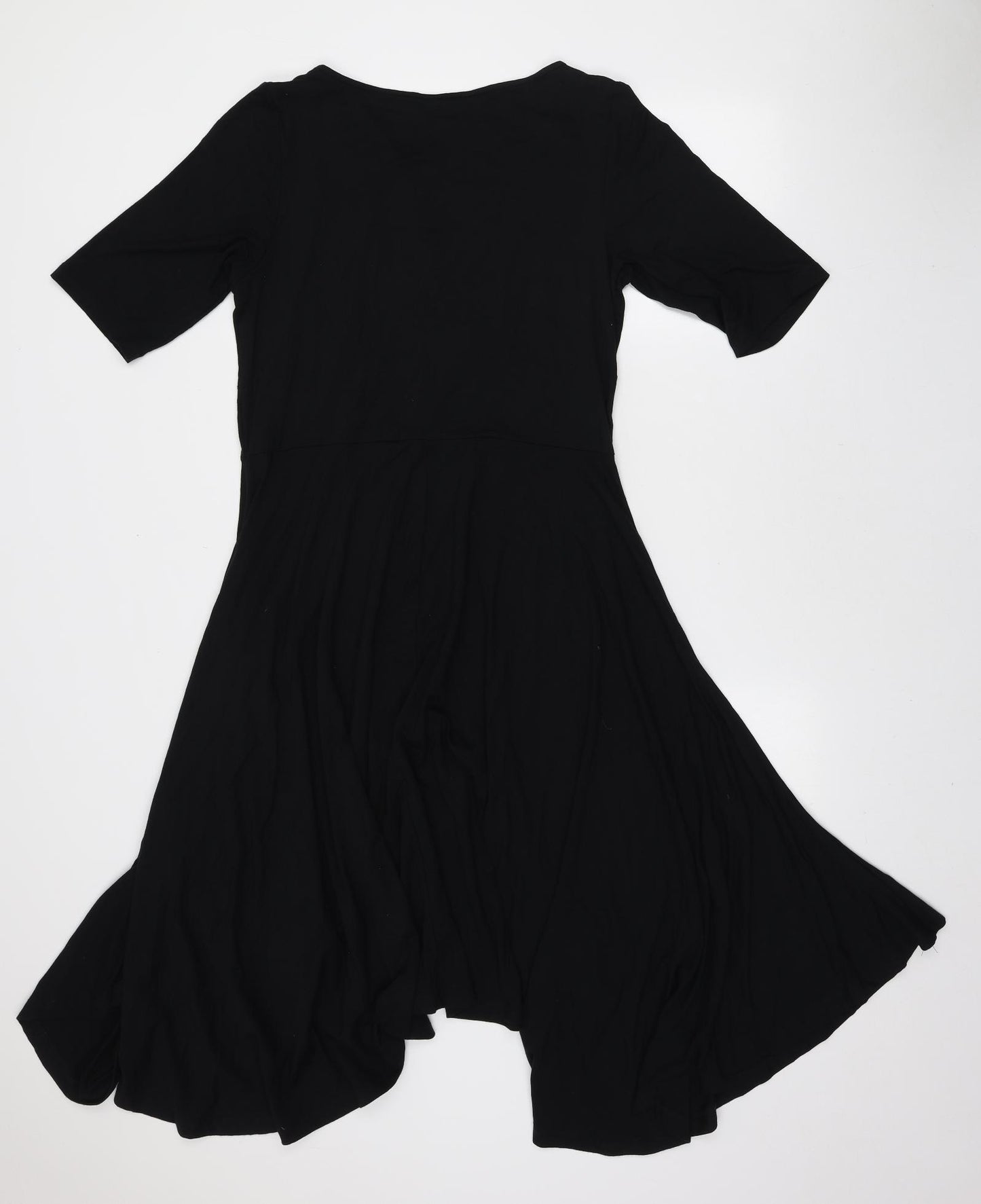 Marks and Spencer Womens Black Viscose Fit & Flare Size 14 V-Neck Pullover