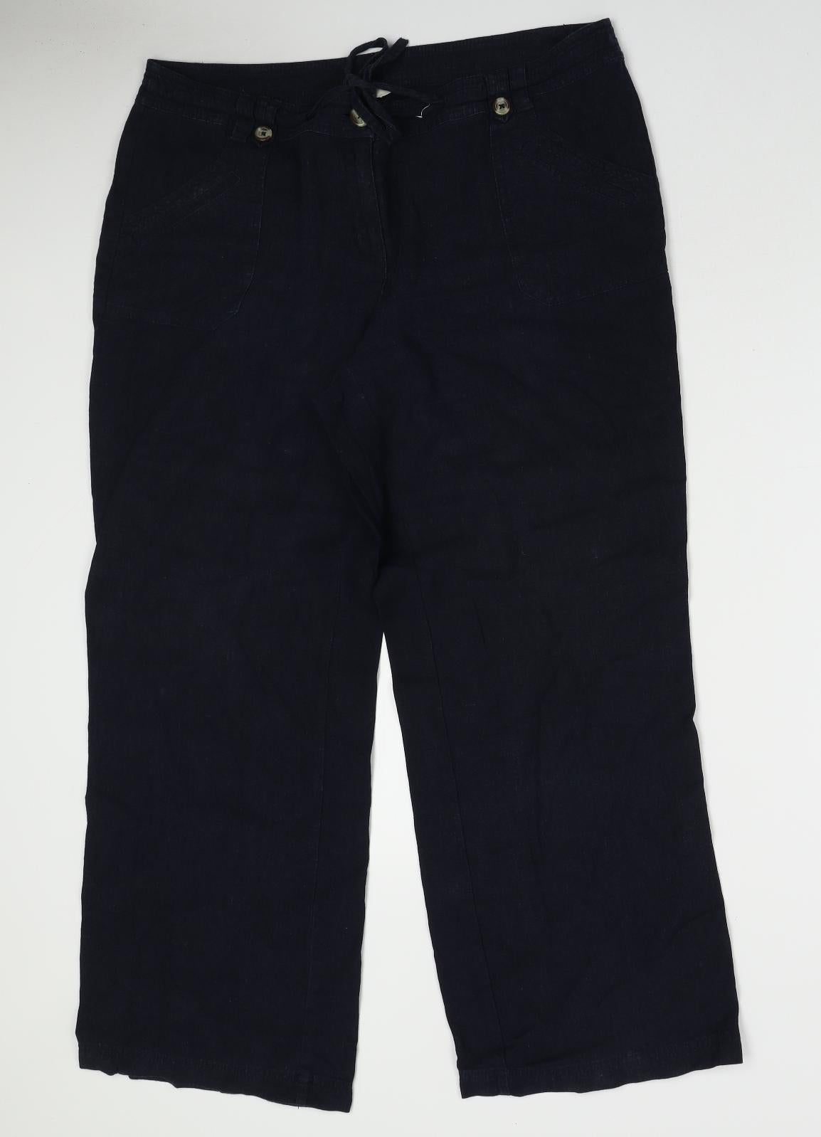 Debenhams Womens Blue Viscose Cargo Trousers Size 16 L28 in Regular Zip