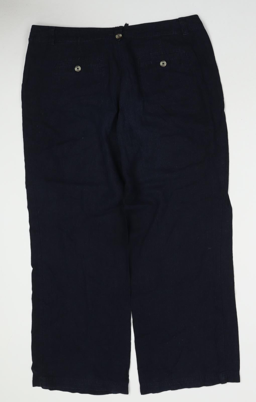 Debenhams Womens Blue Viscose Cargo Trousers Size 16 L28 in Regular Zip