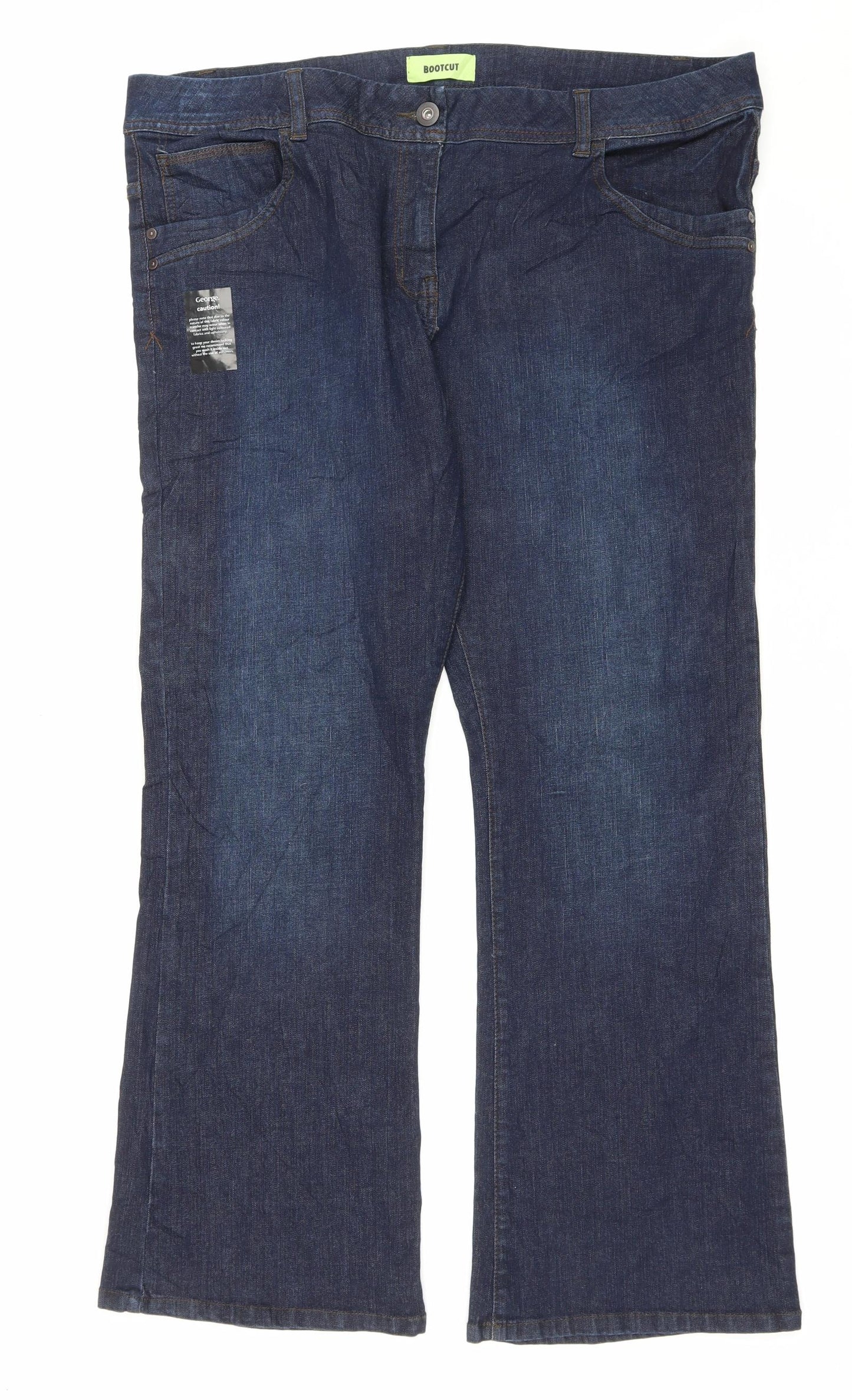 George Womens Blue Cotton Bootcut Jeans Size 22 L29 in Regular Zip