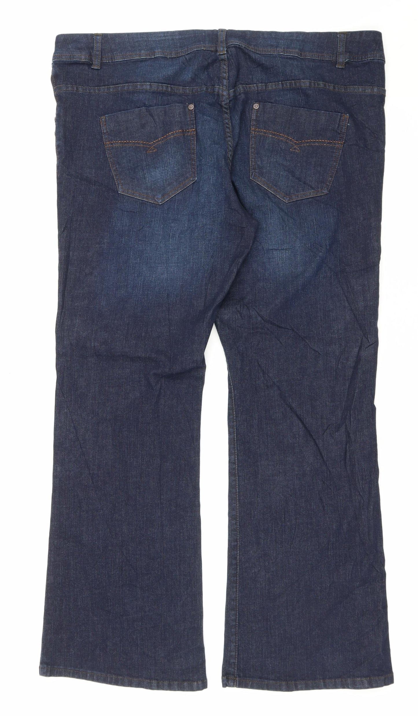 George Womens Blue Cotton Bootcut Jeans Size 22 L29 in Regular Zip