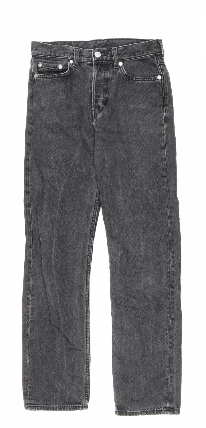Weekday Mens Black Cotton Straight Jeans Size 27 in L27 in Regular Button