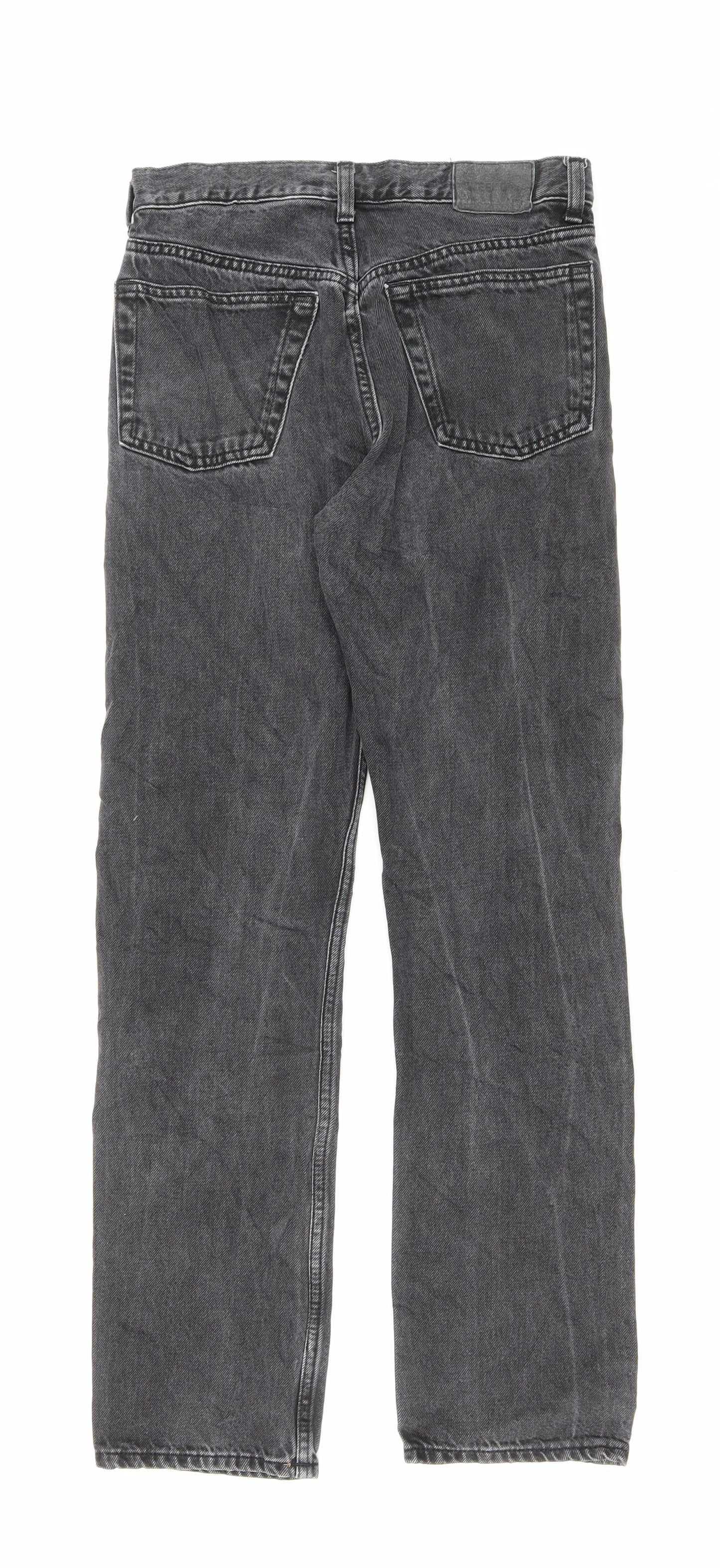 Weekday Mens Black Cotton Straight Jeans Size 27 in L27 in Regular Button