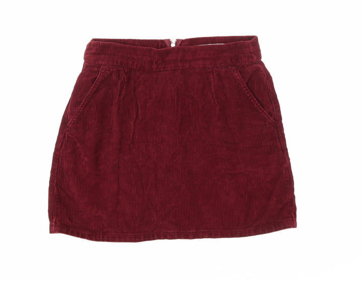 Topshop Womens Red Cotton A-Line Skirt Size 30 in Zip