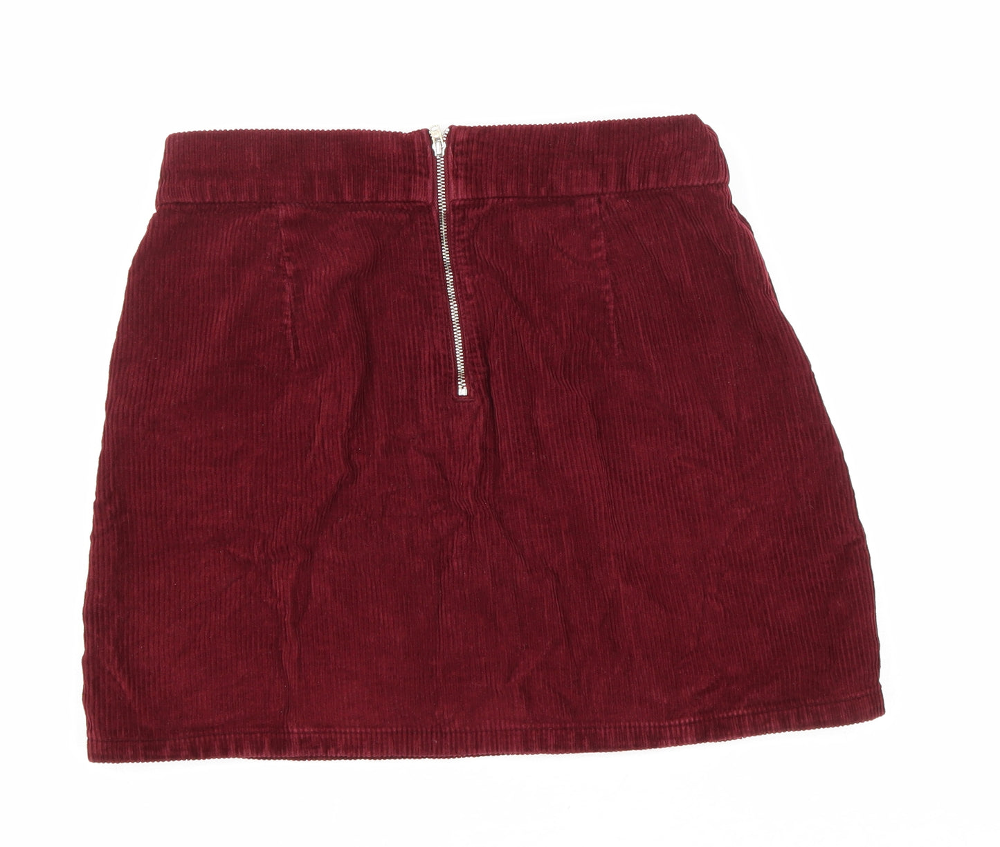 Topshop Womens Red Cotton A-Line Skirt Size 30 in Zip