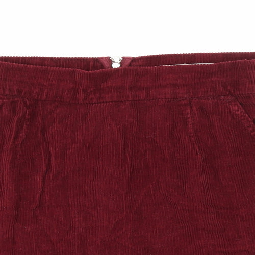 Topshop Womens Red Cotton A-Line Skirt Size 30 in Zip