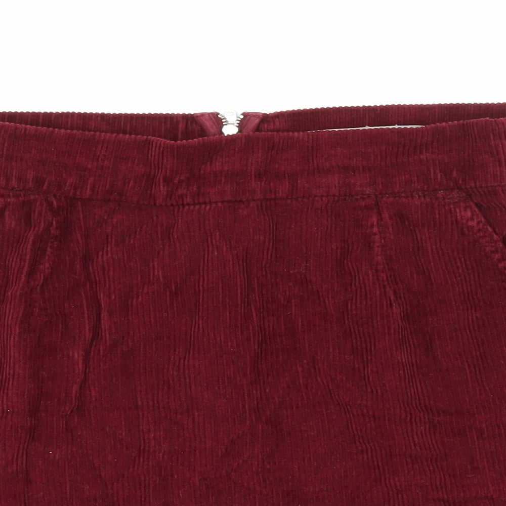 Topshop Womens Red Cotton A-Line Skirt Size 30 in Zip