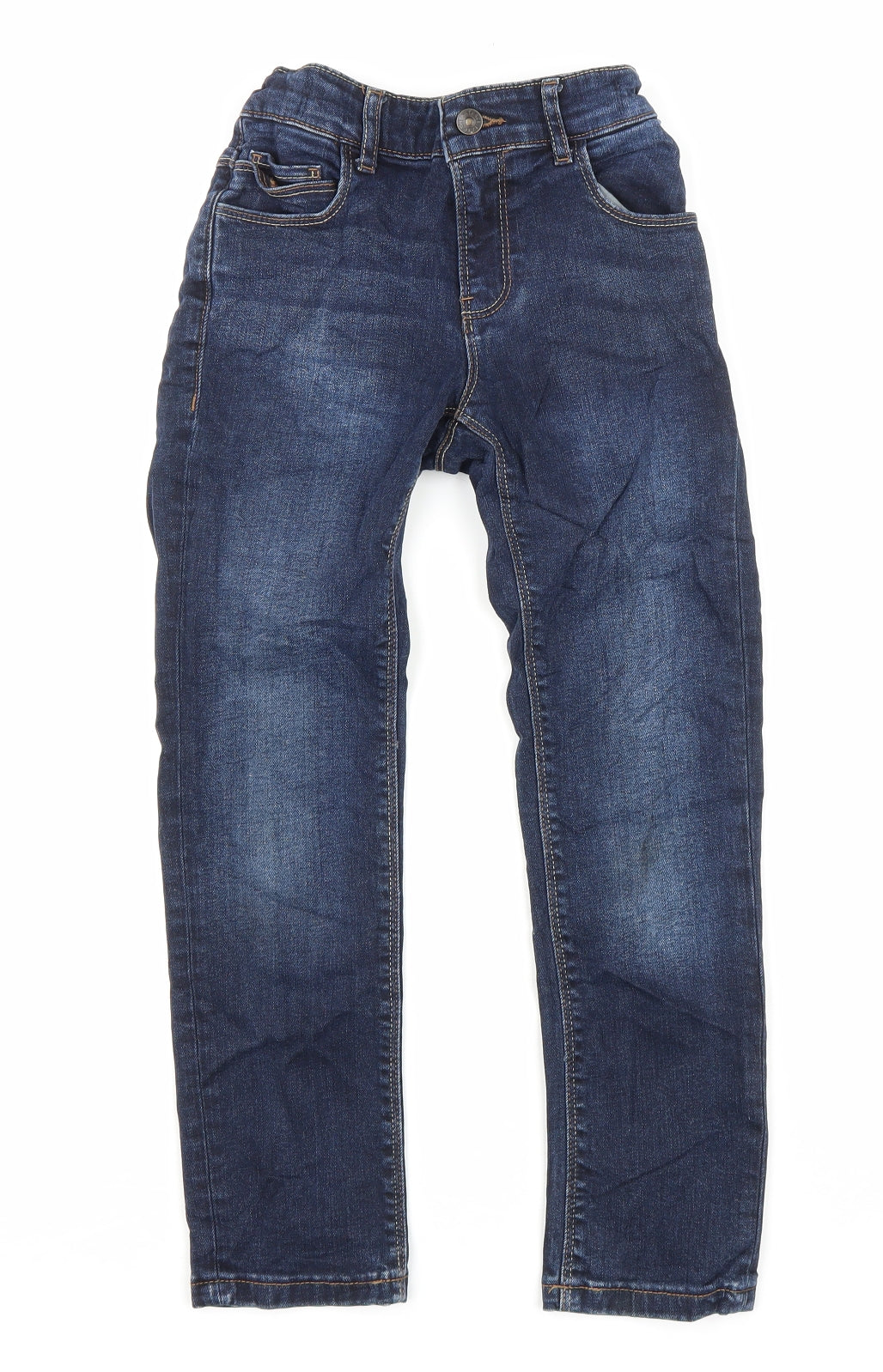 Fat Face Boys Blue Cotton Skinny Jeans Size 8 Years Regular Zip