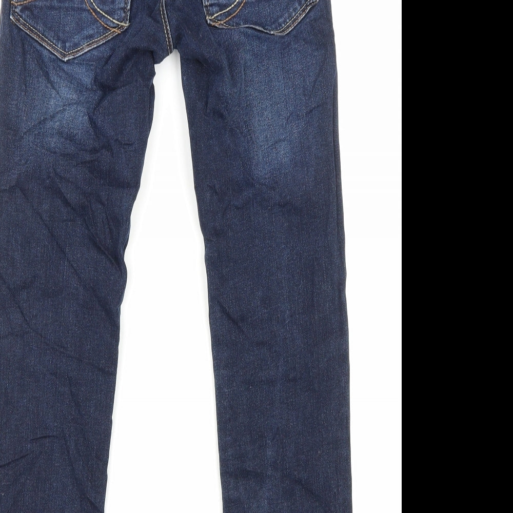 Fat Face Boys Blue Cotton Skinny Jeans Size 8 Years Regular Zip