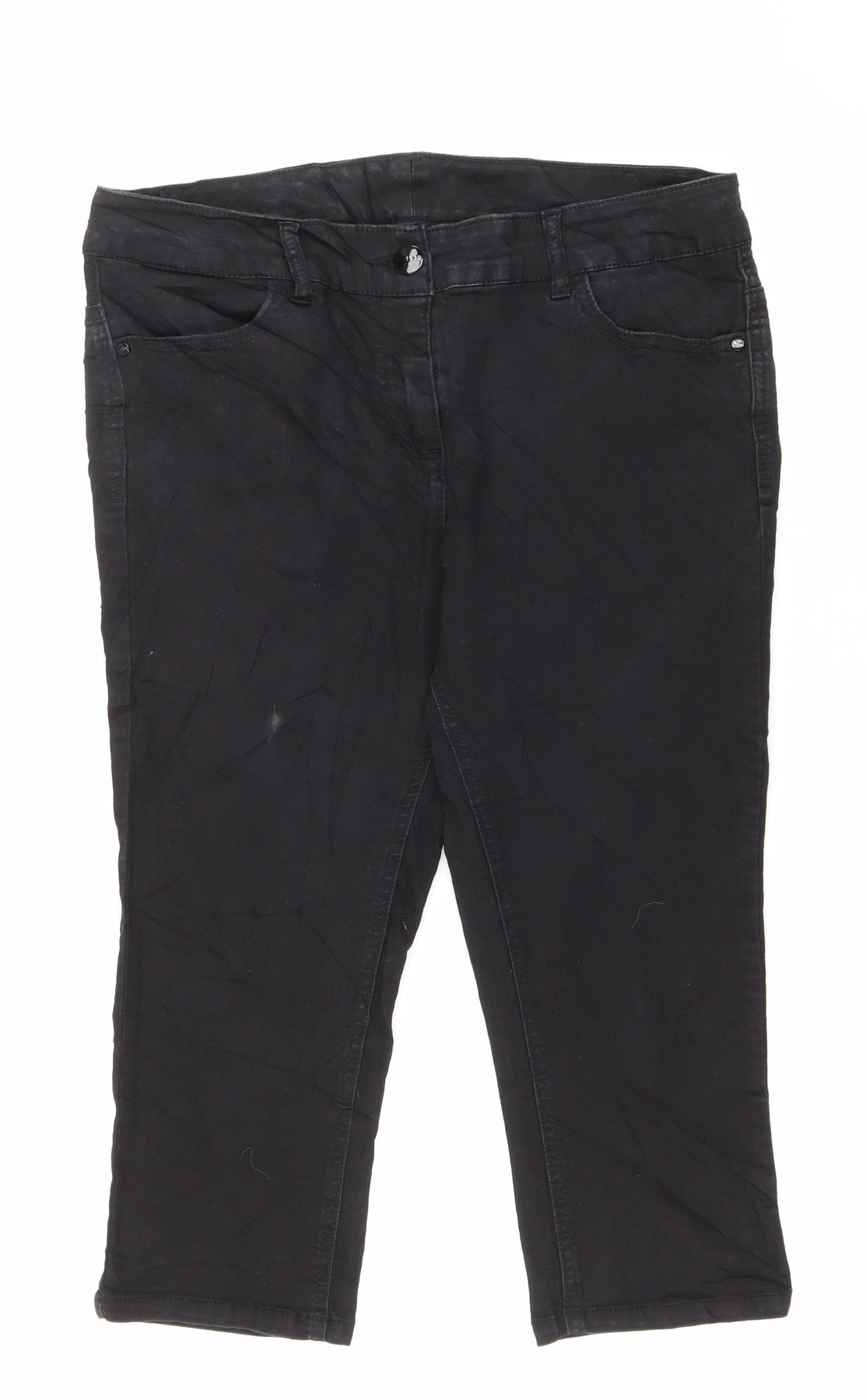 South Womens Black Cotton Cut-Off Shorts Size 14 L18.5 in Regular Zip