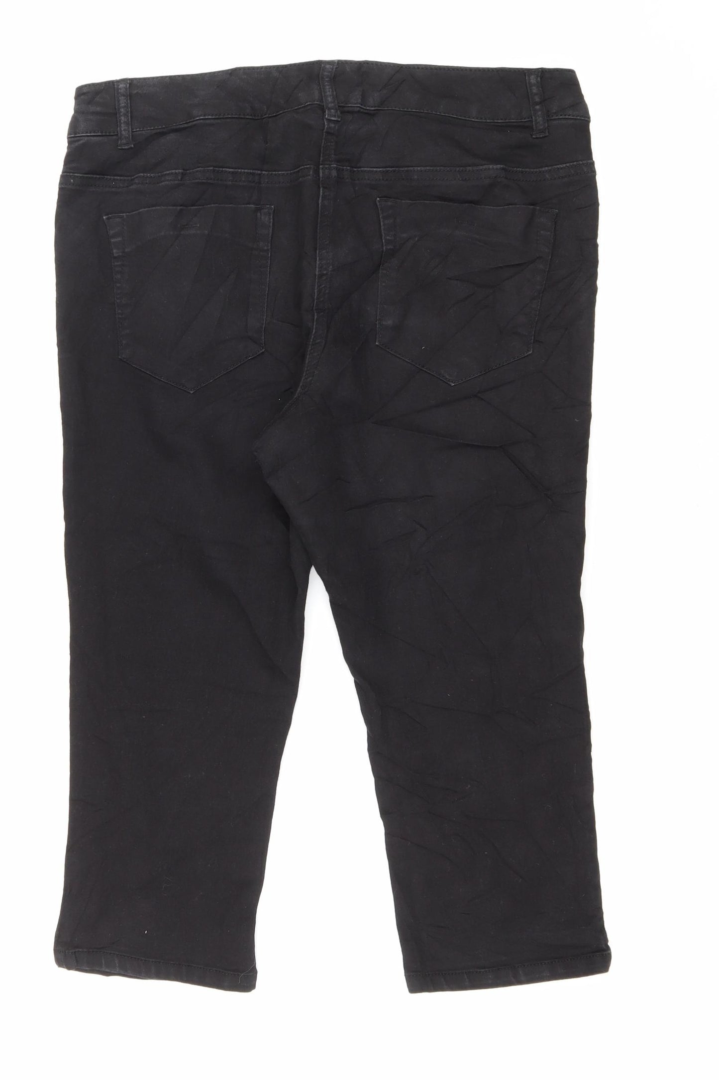 South Womens Black Cotton Cut-Off Shorts Size 14 L18.5 in Regular Zip