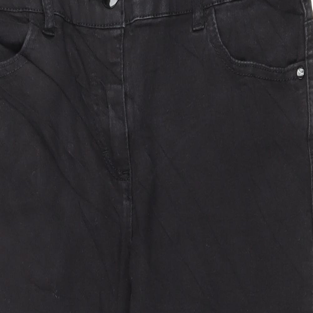 South Womens Black Cotton Cut-Off Shorts Size 14 L18.5 in Regular Zip