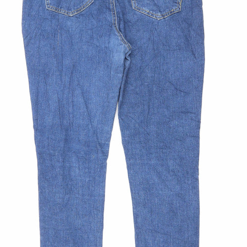 Boohoo Womens Blue Cotton Skinny Jeans Size 12 L27 in Regular Zip