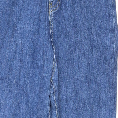 Boohoo Womens Blue Cotton Skinny Jeans Size 12 L27 in Regular Zip
