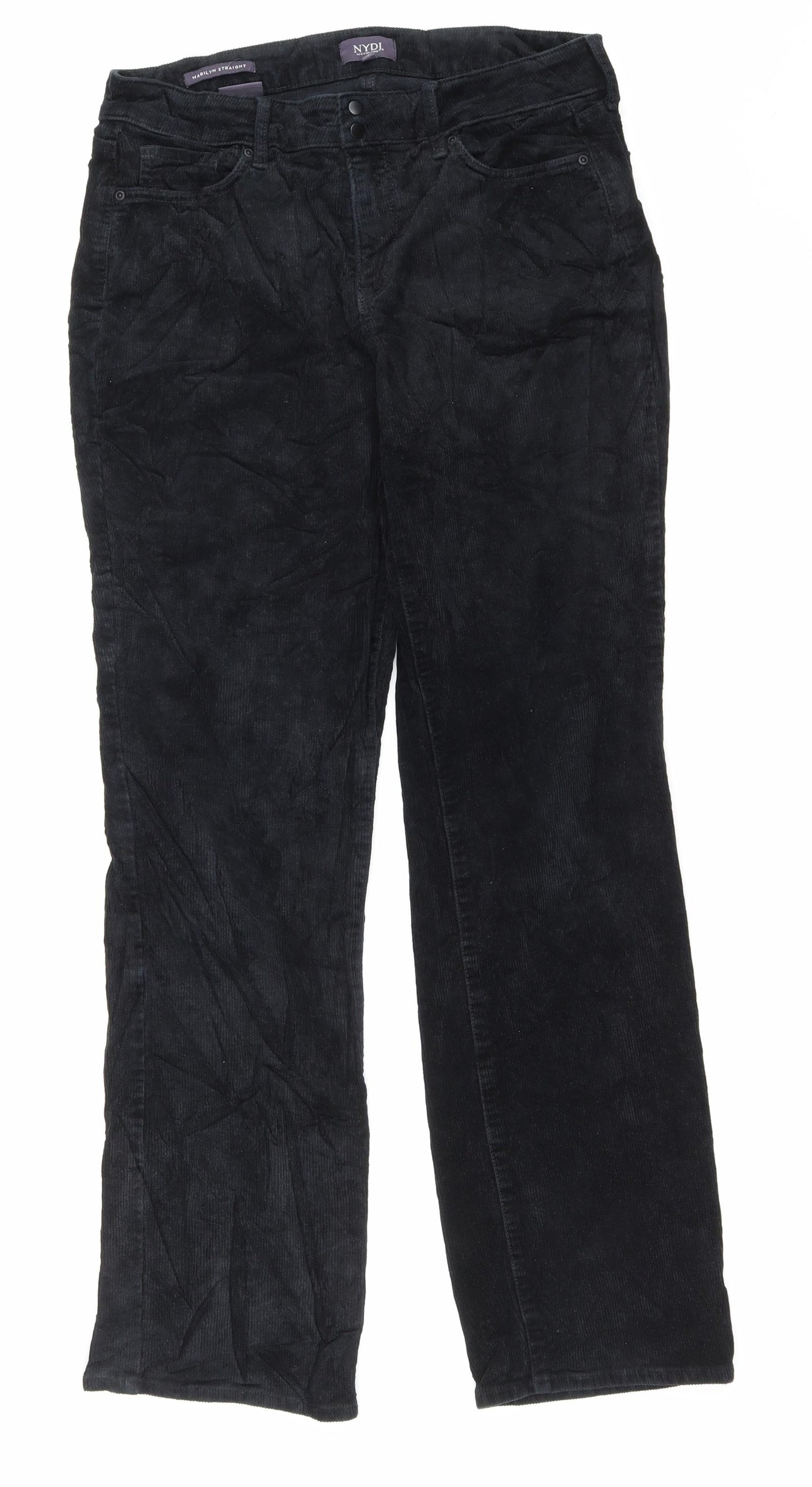 NYDJ Womens Black Cotton Straight Jeans Size 10 L31 in Regular Zip