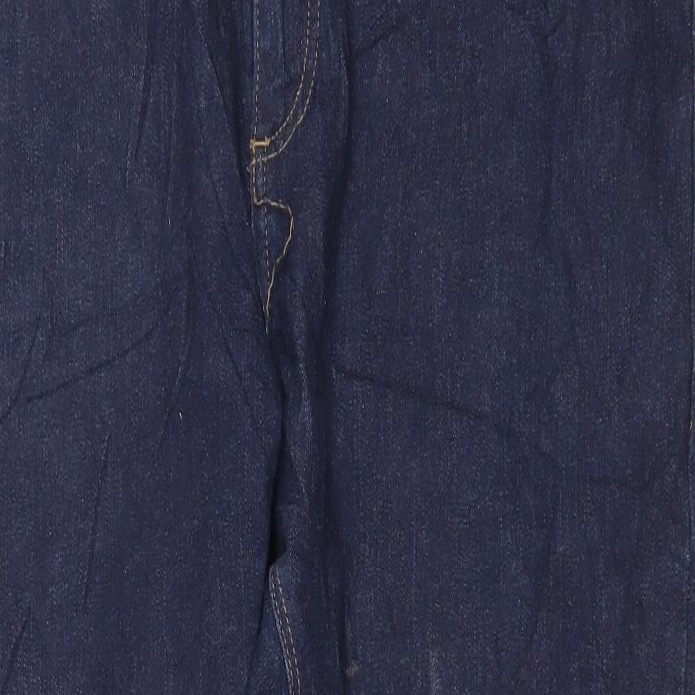 Marks and Spencer Mens Blue Cotton Straight Jeans Size 38 in L27 in Regular Zip