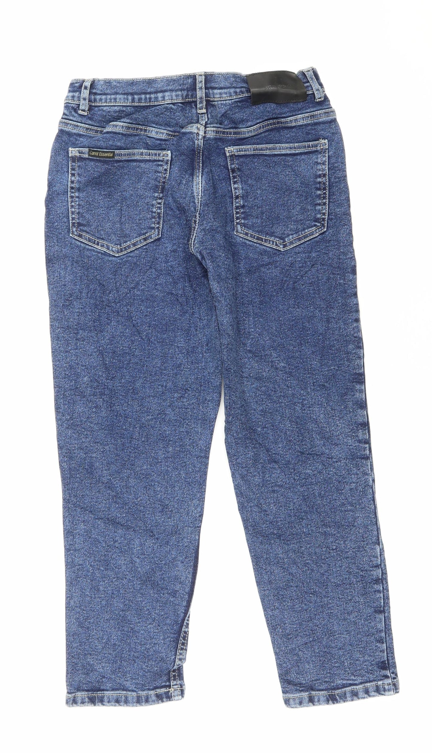 Zara Womens Blue Cotton Cropped Jeans Size 10 L23.5 in Regular Zip