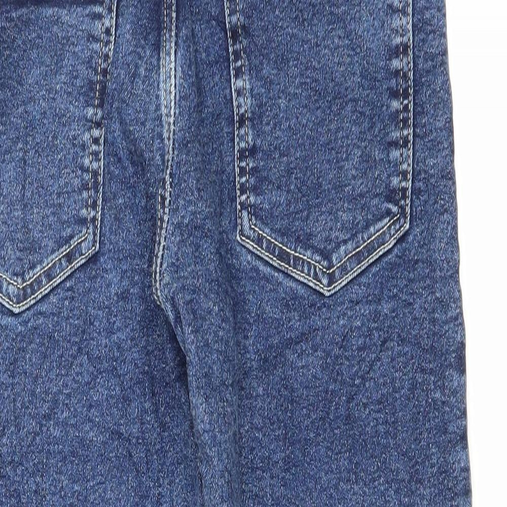 Zara Womens Blue Cotton Cropped Jeans Size 10 L23.5 in Regular Zip