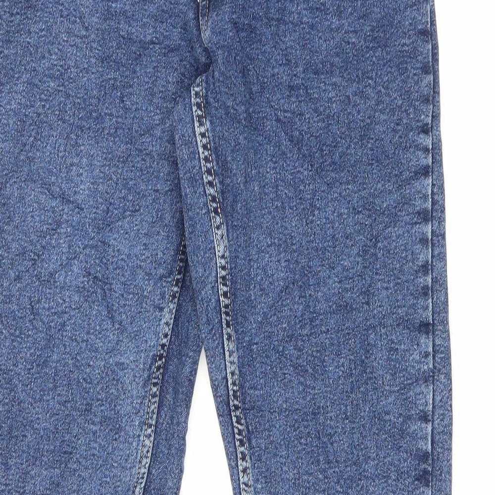 Zara Womens Blue Cotton Cropped Jeans Size 10 L23.5 in Regular Zip