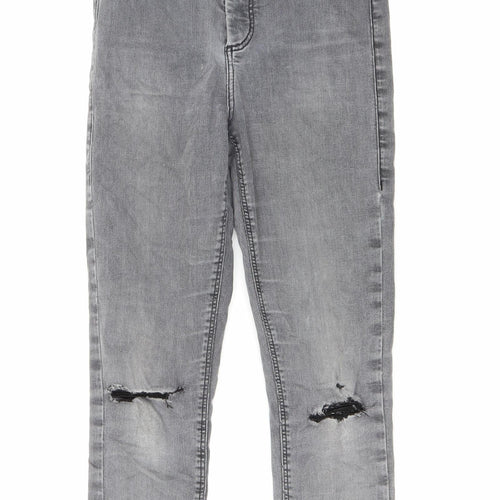 Topshop Womens Grey Cotton Skinny Jeans Size 26 in L25 in Regular Zip