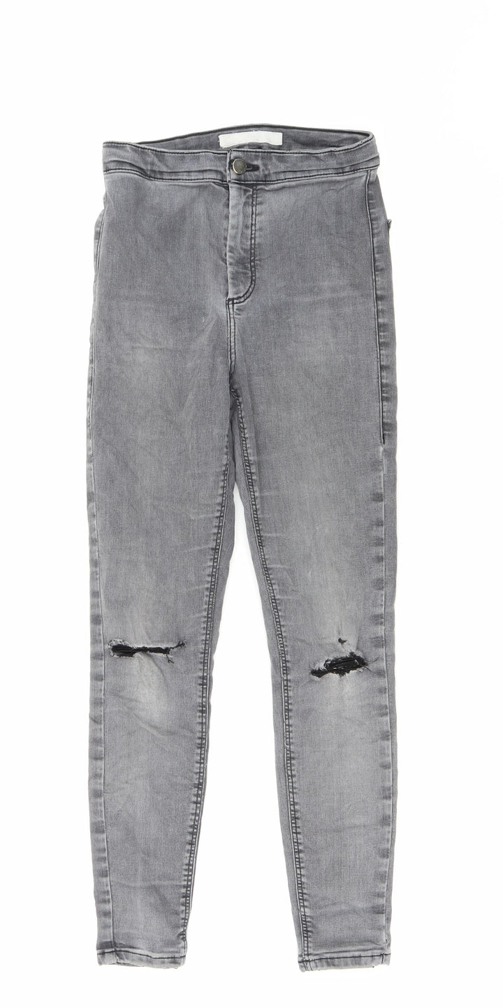 Topshop Womens Grey Cotton Skinny Jeans Size 26 in L25 in Regular Zip