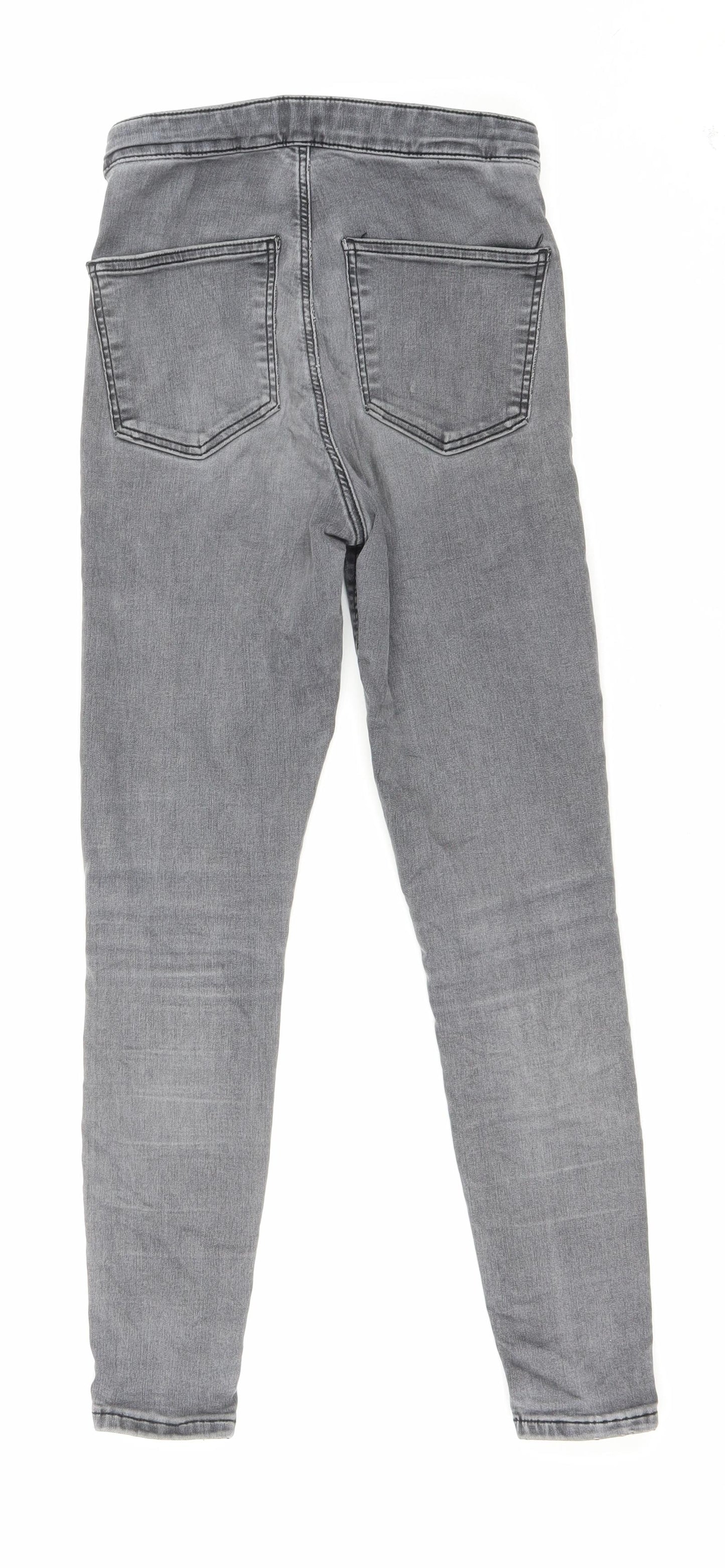Topshop Womens Grey Cotton Skinny Jeans Size 26 in L25 in Regular Zip