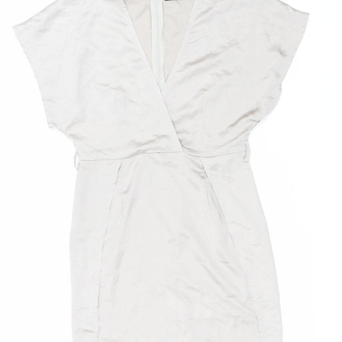 Nasty Gal Womens Grey Polyester Mini Size 6 V-Neck Zip
