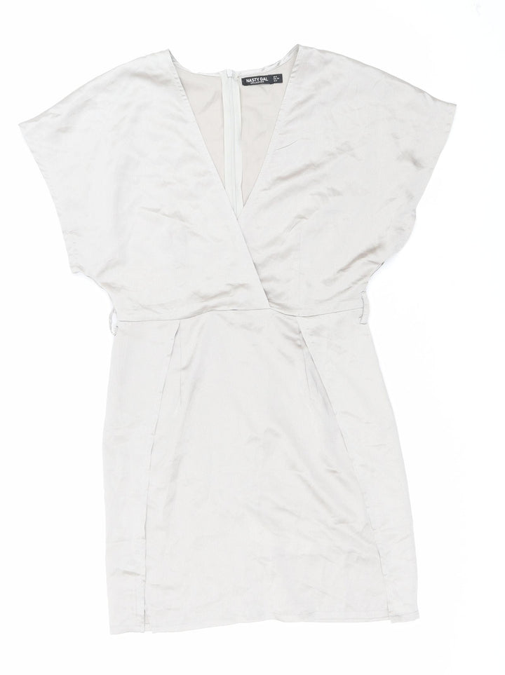 Nasty Gal Womens Grey Polyester Mini Size 6 V-Neck Zip