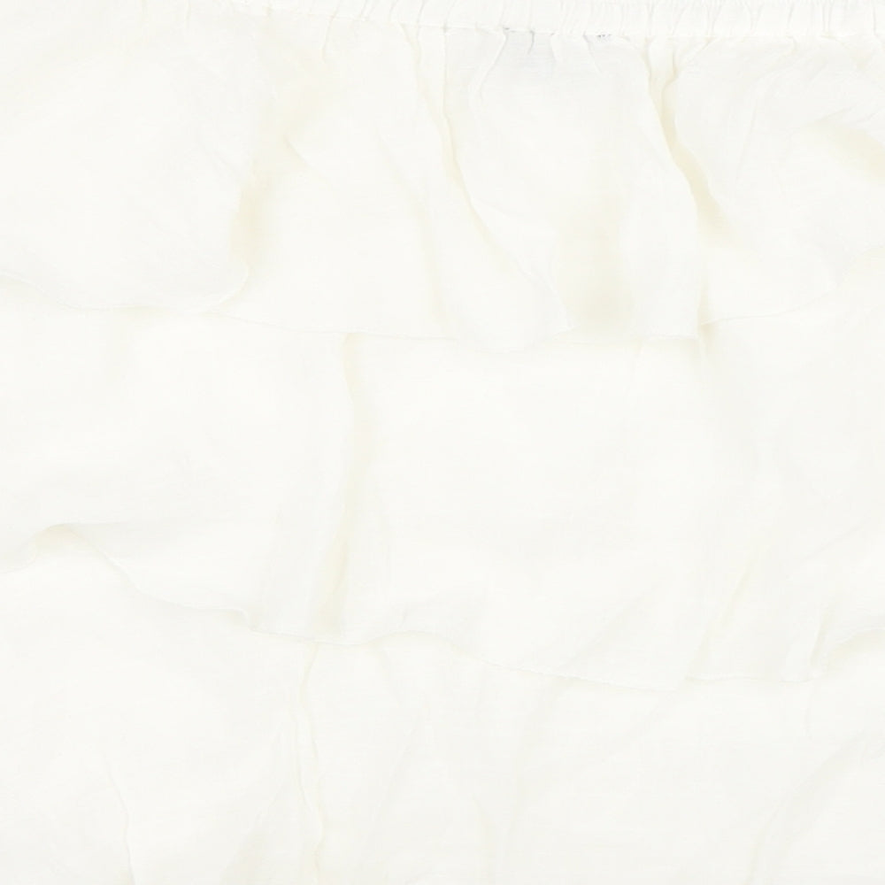 PRETTYLITTLETHING Womens White Polyester Flare Skirt Size 8 Drawstring