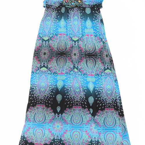 Select Womens Multicoloured Geometric Polyester Fit & Flare Size 10 Halter Pullover