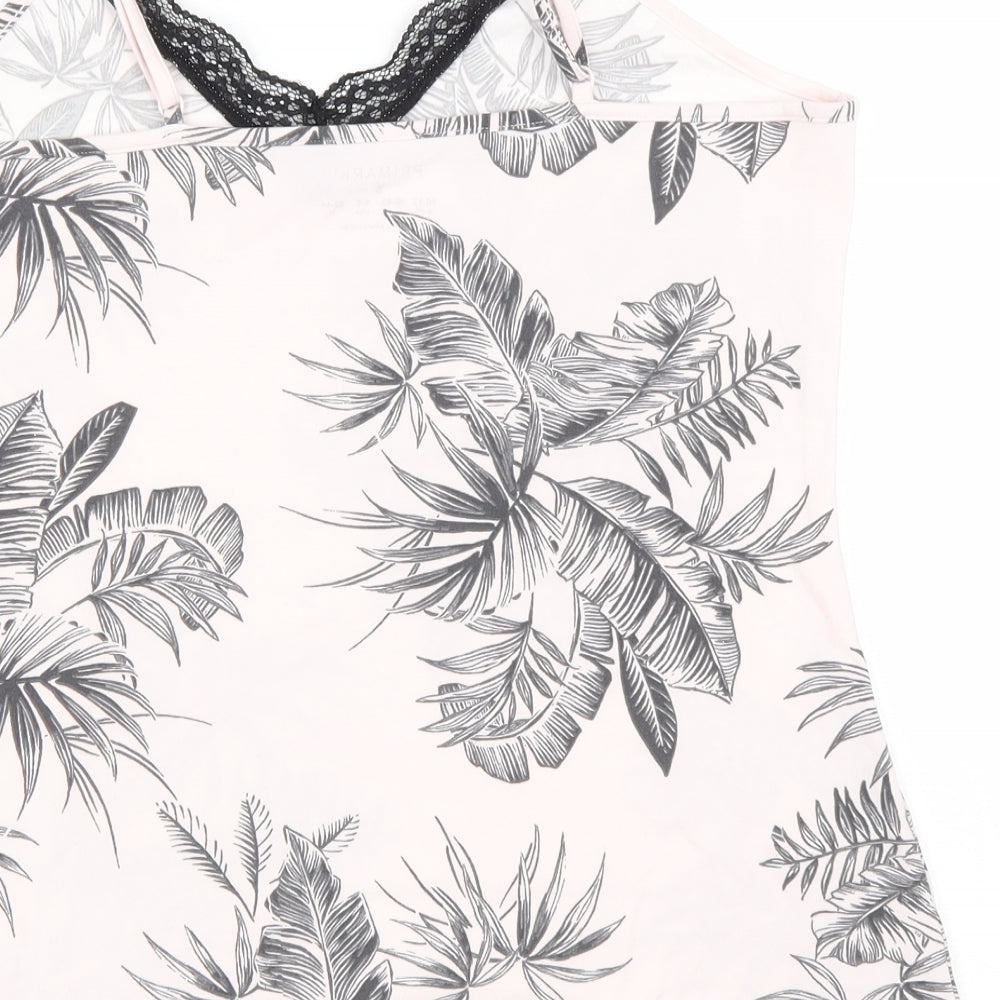 Primark Womens Pink Floral Polyester Basic Tank Size 12 V-Neck - Lace detail