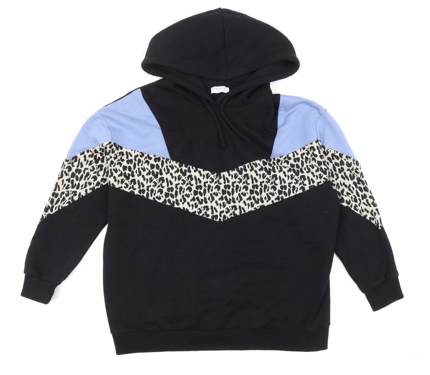 Matalan Womens Black Colourblock Cotton Pullover Hoodie Size L Pullover - Leopard Print