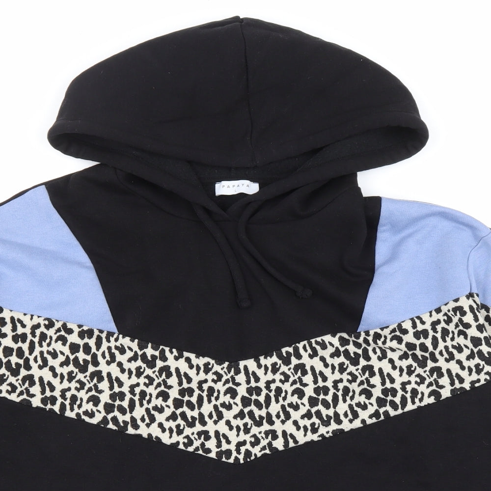 Matalan Womens Black Colourblock Cotton Pullover Hoodie Size L Pullover - Leopard Print