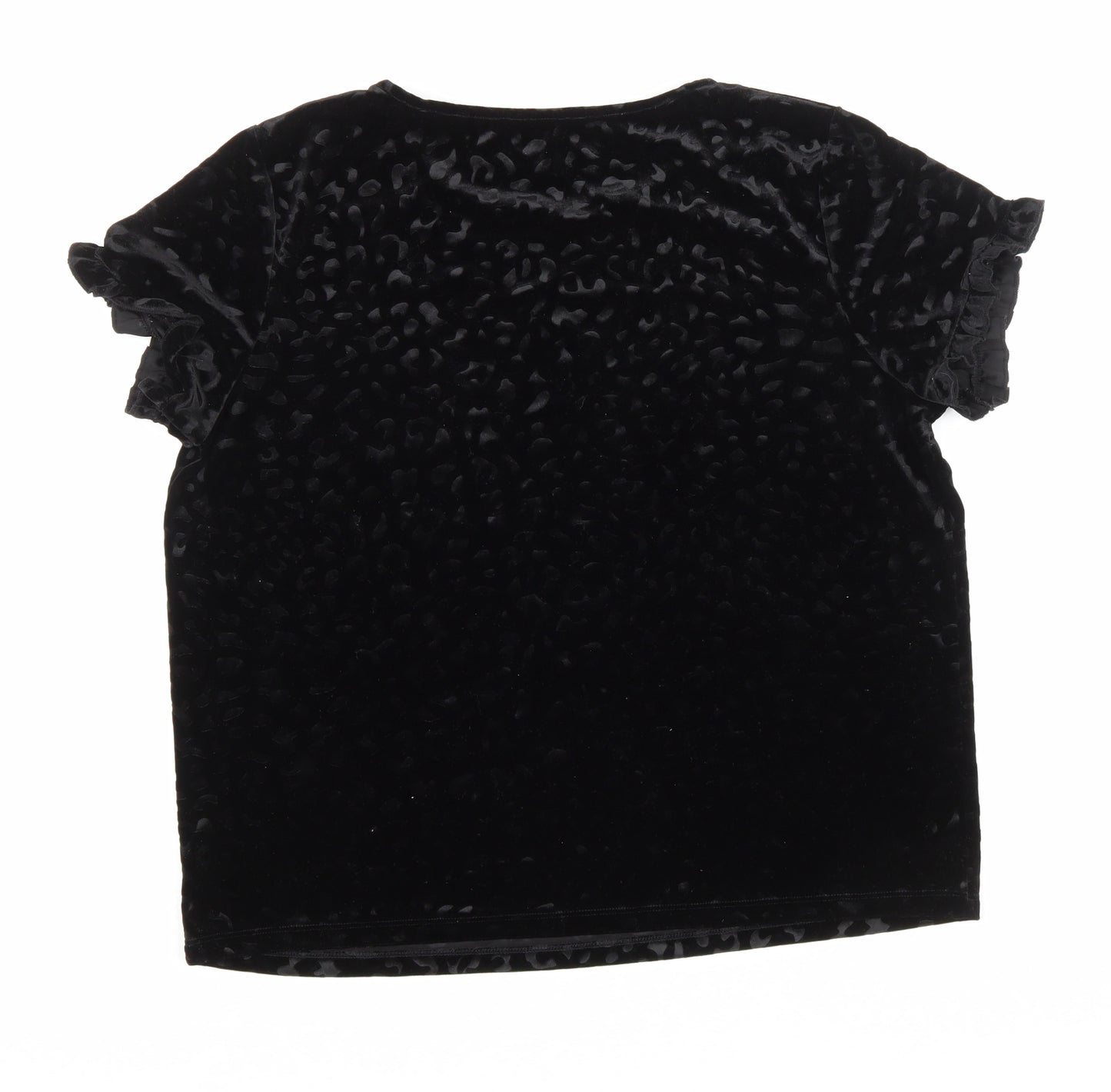 George Womens Black Animal Print Polyester Basic T-Shirt Size 14 Round Neck - Leopard print