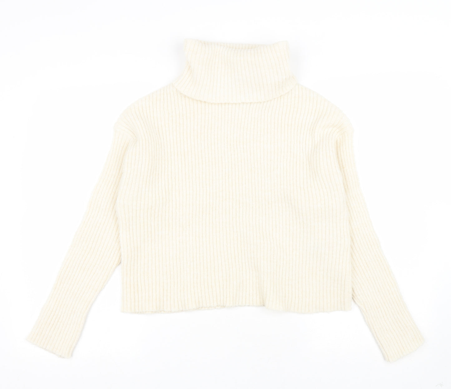 New Look Womens Ivory Roll Neck Acrylic Pullover Jumper Size M
