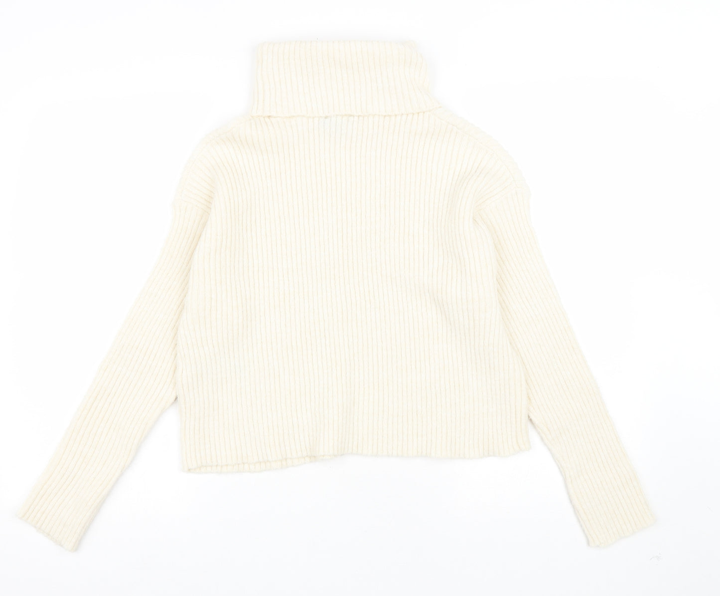 New Look Womens Ivory Roll Neck Acrylic Pullover Jumper Size M