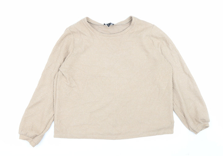 New Look Womens Beige Polyester Pullover Sweatshirt Size L Pullover