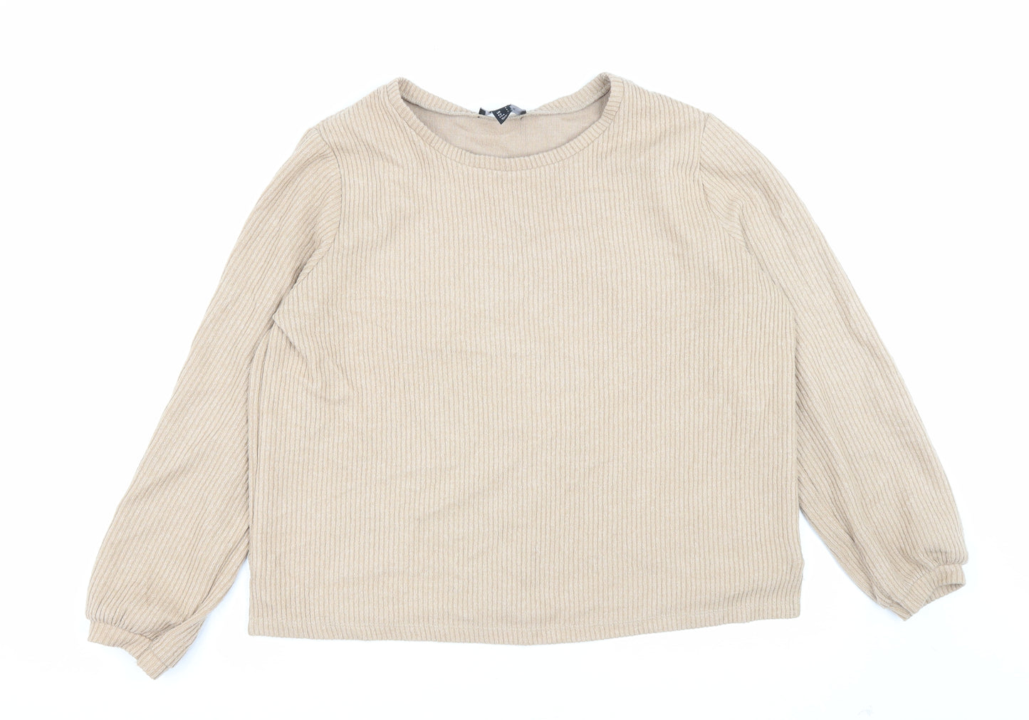 New Look Womens Beige Polyester Pullover Sweatshirt Size L Pullover
