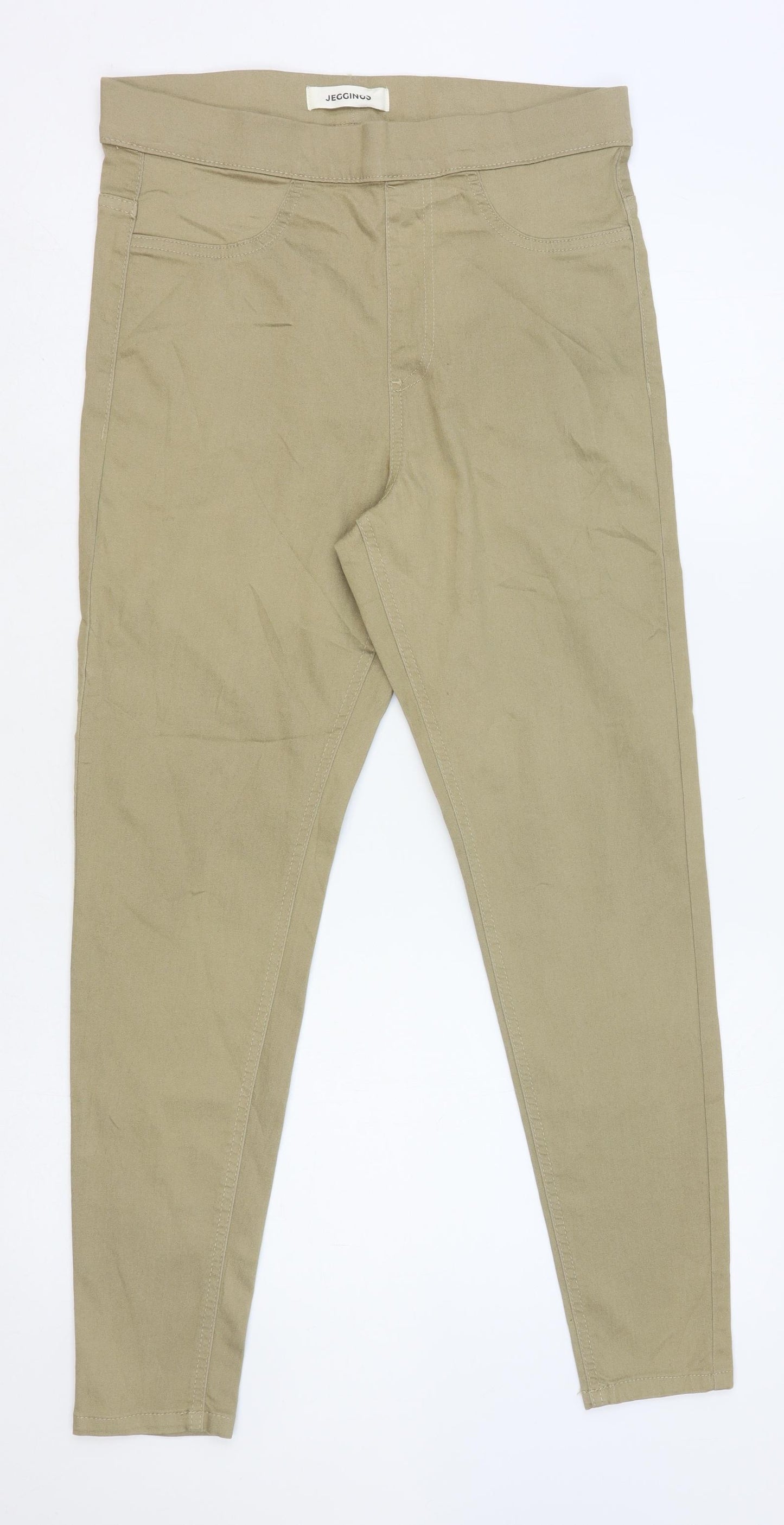 Marks and Spencer Womens Beige Cotton Jegging Trousers Size 10 L25 in Regular