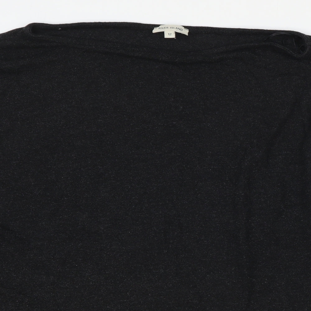 River Island Womens Grey Round Neck Polyester Pullover Jumper Size 12