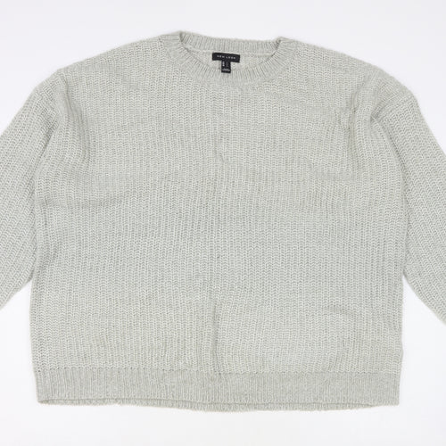 New Look Womens Grey Round Neck Acrylic Pullover Jumper Size L