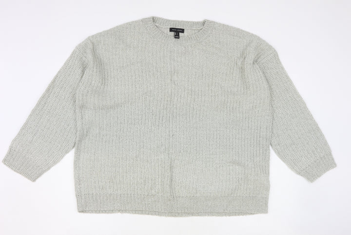 New Look Womens Grey Round Neck Acrylic Pullover Jumper Size L